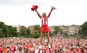 26 August 2022; Nebraska Cornhuskers cheerleaders during the pep-rallie at Merrion Square in Dublin ahead of the the Aer Lingus College Football Classic 2022 match between Northwestern Wildcats and Nebraska Cornhuskers. Photo by David Fitzgerald/Sportsfile