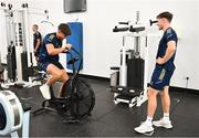 26 August 2022; Max O'Reilly and Rob Russell during a gym session on day two of the Leinster Rugby 12 Counties Tour at the South East Technological University in Carlow. Photo by Harry Murphy/Sportsfile
