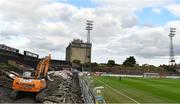 26 August 2022; A view of the half-demolished Connaught Street stand before the Extra.ie FAI Cup second round match between Lucan United and Bohemians at Dalymount Park in Dublin. Photo by Seb Daly/Sportsfile