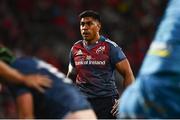 26 August 2022; Malakai Fekitoa of Munster during the Pre-season Friendly match between Munster and Gloucester at Musgrave Park in Cork. Photo by Eóin Noonan/Sportsfile