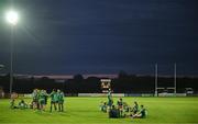 26 August 2022; Connacht players sit on the pitch after victory in the Pre-season Friendly match between Connacht and Sale Sharks at Dubarry Park in Athlone, Westmeath. Photo by Brendan Moran/Sportsfile