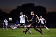 26 August 2022; Ger Shortt of Wexford in action against Robbie Benson of Dundalk during the Extra.ie FAI Cup second round match between Wexford and Dundalk at Ferrycarrig Park in Wexford. Photo by Ben McShane/Sportsfile