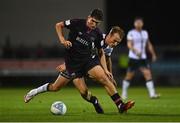26 August 2022; Luka Lovic of Wexford in action against Greg Sloggett of Dundalk during the Extra.ie FAI Cup second round match between Wexford and Dundalk at Ferrycarrig Park in Wexford. Photo by Ben McShane/Sportsfile