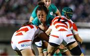 27 August 2022; Grace Moore of Ireland is tackled by Mana Furata and Shione Nakayama of Japan during the Women's Rugby Summer Tour match between Japan and Ireland at Chichibunomiya Rugby Stadium in Tokyo, Japan. Photo by Tsutomu Takasu/Sportsfile