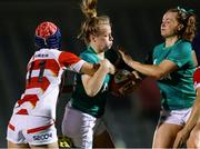 27 August 2022; Dannah O'Brien of Ireland is tackled by Komachi Imakugi of Japan during the Women's Rugby Summer Tour match between Japan and Ireland at Chichibunomiya Rugby Stadium in Tokyo, Japan. Photo by Tsutomu Takasu/Sportsfile