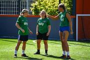 27 August 2022; Players, from left, Serena Hill, Lauren Cunningham and Hayleigh Power during a Republic of Ireland Women's Street League training at St Catherine's Community Sports Centre in Dublin. Photo by Ben McShane/Sportsfile