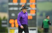 27 August 2022; Match umpire Roly Black during the Clear Currency Irish Senior Cup Final match between Lisburn and CIYMS at Bready Cricket Club in Bready, Tyrone. Photo by Ramsey Cardy/Sportsfile