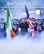 27 August 2022; Northwestern Wildcats head coach Pat Fitzgerald awaits to lead his team out before the Aer Lingus College Football Classic 2022 match between Northwestern Wildcats and Nebraska Cornhuskers at Aviva Stadium in Dublin. Photo by Ben McShane/Sportsfile