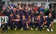 27 August 2022; The CIYMS team celebrate after the Clear Currency Irish Senior Cup Final match between Lisburn and CIYMS at Bready Cricket Club in Bready, Tyrone. Photo by Ramsey Cardy/Sportsfile