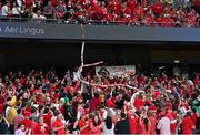 27 August 2022; Nebraska Cornhuskers supporters make a &quot;beer snake&quot; during the Aer Lingus College Football Classic 2022 match between Northwestern Wildcats and Nebraska Cornhuskers at Aviva Stadium in Dublin. Photo by Brendan Moran/Sportsfile