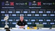 27 August 2022; Northwestern Wildcats head coach Pat Fitzgerald during a press conference after the Aer Lingus College Football Classic 2022 match between Northwestern Wildcats and Nebraska Cornhuskers at Aviva Stadium in Dublin. Photo by Brendan Moran/Sportsfile