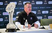 27 August 2022; Northwestern Wildcats head coach Pat Fitzgerald during a press conference after the Aer Lingus College Football Classic 2022 match between Northwestern Wildcats and Nebraska Cornhuskers at Aviva Stadium in Dublin. Photo by Brendan Moran/Sportsfile