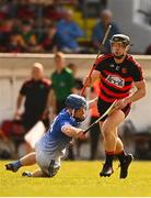 28 August 2022; Kevin Mahony of Ballygunner is tackled by James McGrath of Fourmilewater during the Waterford Senior Hurling Club Championship Quarter-Final match between Ballygunner and Fourmilewater at Fraher Field in Dungarvan, Waterford. Photo by Eóin Noonan/Sportsfile