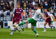28 August 2022; Jack Byrne of Shamrock Rovers has a shot on goal during the Extra.ie FAI Cup second round match between Drogheda United and Shamrock Rovers at Head in the Game Park in Drogheda, Louth. Photo by Ben McShane/Sportsfile