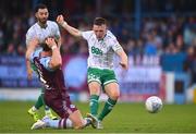 28 August 2022; Andy Lyons of Shamrock Rovers shoots to score his side's second goal during the Extra.ie FAI Cup second round match between Drogheda United and Shamrock Rovers at Head in the Game Park in Drogheda, Louth. Photo by Ben McShane/Sportsfile