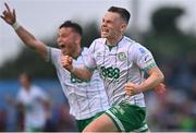 28 August 2022; Andy Lyons of Shamrock Rovers celebrates after scoring his side's second goal during the Extra.ie FAI Cup second round match between Drogheda United and Shamrock Rovers at Head in the Game Park in Drogheda, Louth. Photo by Ben McShane/Sportsfile