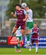 28 August 2022; Darragh Noone of Drogheda United and Gary O'Neill of Shamrock Rovers during the Extra.ie FAI Cup second round match between Drogheda United and Shamrock Rovers at Head in the Game Park in Drogheda, Louth. Photo by Ben McShane/Sportsfile