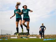 29 August 2022; Heather Payne, left, and Jess Ziu during a Republic of Ireland Women training session at the FAI National Training Centre in Abbotstown, Dublin. Photo by Stephen McCarthy/Sportsfile