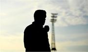 29 August 2022; St Patrick's Athletic manager Tim Clancy speaking to LOI TV before the SSE Airtricity League Premier Division match between Bohemians and St Patrick's Athletic at Dalymount Park in Dublin. Photo by Eóin Noonan/Sportsfile