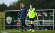 29 August 2022; Lucy Quinn and physiotherapist Kim van Wijk during a Republic of Ireland Women training session at the FAI National Training Centre in Abbotstown, Dublin. Photo by Stephen McCarthy/Sportsfile