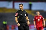 29 August 2022; Referee Rob Clarke during the SSE Airtricity League Premier Division match between Shelbourne and Derry City at Tolka Park in Dublin. Photo by Piaras Ó Mídheach/Sportsfile