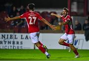 29 August 2022; Frank Liivak of Sligo Rovers celebrates after scoring his side's second goal during the SSE Airtricity League Premier Division match between Sligo Rovers and Dundalk at The Showgrounds in Sligo. Photo by Ben McShane/Sportsfile