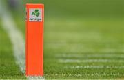 27 August 2022; Goal line marker during the Aer Lingus College Football Classic 2022 match between Northwestern Wildcats and Nebraska Cornhuskers at Aviva Stadium in Dublin. Photo by Brendan Moran/Sportsfile