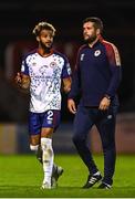 29 August 2022; Barry Cotter of St Patrick's Athletic with St Patrick's Athletic manager Tim Clancy after the SSE Airtricity League Premier Division match between Bohemians and St Patrick's Athletic at Dalymount Park in Dublin. Photo by Eóin Noonan/Sportsfile