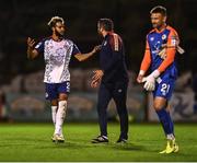 29 August 2022; Barry Cotter of St Patrick's Athletic with St Patrick's Athletic manager Tim Clancy after the SSE Airtricity League Premier Division match between Bohemians and St Patrick's Athletic at Dalymount Park in Dublin. Photo by Eóin Noonan/Sportsfile