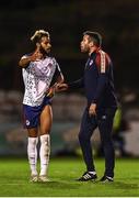 29 August 2022; Barry Cotter of St Patrick's Athletic with St Patrick's Athletic manager Tim Clancy after the SSE Airtricity League Premier Division match between Bohemians and St Patrick's Athletic at Dalymount Park in Dublin. Photo by Eóin Noonan/Sportsfile