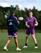 30 August 2022; Chris Farrell, right, and Simon Zebo during a Munster rugby squad training session at the University of Limerick in Limerick. Photo by Sam Barnes/Sportsfile