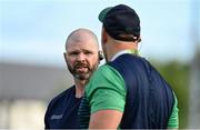 26 August 2022; Connacht head coach Peter Wilkins, left, with forwards coach Dewald Senekal before the Pre-season Friendly match between Connacht and Sale Sharks at Dubarry Park in Athlone, Westmeath. Photo by Brendan Moran/Sportsfile