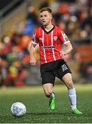 26 August 2022; Brandon Kavanagh of Derry City during the Extra.ie FAI Cup second round match between Derry City and Cork City at the Ryan McBride Brandywell Stadium in Derry. Photo by Ramsey Cardy/Sportsfile