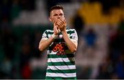 25 August 2022; Andy Lyons of Shamrock Rovers during the UEFA Europa League Play-Off Second Leg match between Shamrock Rovers and Ferencvaros at Tallaght Stadium in Dublin. Photo by Eóin Noonan/Sportsfile