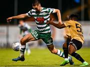 25 August 2022; Neil Farrugia of Shamrock Rovers in action against Marquinhos of Ferencváros during the UEFA Europa League Play-Off Second Leg match between Shamrock Rovers and Ferencvaros at Tallaght Stadium in Dublin. Photo by Eóin Noonan/Sportsfile