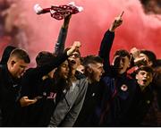 29 August 2022; St Patrick's Athletic supporters during the SSE Airtricity League Premier Division match between Bohemians and St Patrick's Athletic at Dalymount Park in Dublin. Photo by Eóin Noonan/Sportsfile