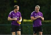 30 August 2022; Attack coach Mike Prendergast, left, and IRFU provincial talent coach Tom Tierney during a Munster rugby squad training session at the University of Limerick in Limerick. Photo by Sam Barnes/Sportsfile