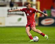 29 August 2022; Kameron Ledwidge of Shelbourne during the SSE Airtricity League Premier Division match between Shelbourne and Derry City at Tolka Park in Dublin. Photo by Piaras Ó Mídheach/Sportsfile