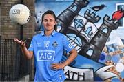 30 August 2022; Dublin footballer Kate Sullivan stands for a portrait in Ballybough, Dublin, at the launch of AIG’s new Injury Cash product, aimed at sports people and athletes of all levels to help provide some direct financial support and assistance in the event of a covered injury. For more information on AIG’s Injury Cash visit www.aig.ie/injurycash Photo by Sam Barnes/Sportsfile