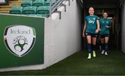 31 August 2022; Denise O'Sullivan and Áine O'Gorman, right, during a Republic of Ireland Women training session at Tallaght Stadium in Dublin. Photo by Stephen McCarthy/Sportsfile