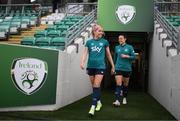 31 August 2022; Denise O'Sullivan and Áine O'Gorman, right, during a Republic of Ireland Women training session at Tallaght Stadium in Dublin. Photo by Stephen McCarthy/Sportsfile