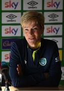 31 August 2022; Manager Vera Pauw during a Republic of Ireland Women press conference at Tallaght Stadium in Dublin. Photo by Stephen McCarthy/Sportsfile