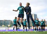 31 August 2022; Manager Vera Pauw and Louise Quinn, left, during a Republic of Ireland Women training session at Tallaght Stadium in Dublin. Photo by Stephen McCarthy/Sportsfile