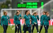 1 September 2022; Niamh Fahey of Republic of Ireland, centre, with her teammates before the FIFA Women's World Cup 2023 qualifier match between Republic of Ireland and Finland at Tallaght Stadium in Dublin. Photo by Seb Daly/Sportsfile