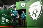 1 September 2022; Katie McCabe, left, and Jess Ziu of Republic of Ireland arrives before the FIFA Women's World Cup 2023 qualifier match between Republic of Ireland and Finland at Tallaght Stadium in Dublin. Photo by Stephen McCarthy/Sportsfile