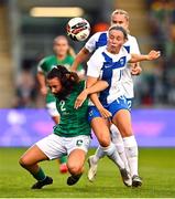 1 September 2022; Jessica Ziu of Republic of Ireland in action against Heidi Kollanen of Finland during the FIFA Women's World Cup 2023 qualifier match between Republic of Ireland and Finland at Tallaght Stadium in Dublin. Photo by Eóin Noonan/Sportsfile