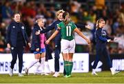 1 September 2022; Republic of Ireland manager Vera Pauw celebrates with Republic of Ireland captain Katie McCabe after their victory in the FIFA Women's World Cup 2023 qualifier match between Republic of Ireland and Finland at Tallaght Stadium in Dublin. Photo by Eóin Noonan/Sportsfile