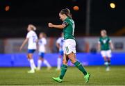 1 September 2022; Katie McCabe of Republic of Ireland celebrates at the final whistle of the FIFA Women's World Cup 2023 qualifier match between Republic of Ireland and Finland at Tallaght Stadium in Dublin. Photo by Eóin Noonan/Sportsfile