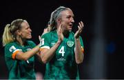 1 September 2022; Louise Quinn of Republic of Ireland celebrates after the FIFA Women's World Cup 2023 qualifier match between Republic of Ireland and Finland at Tallaght Stadium in Dublin. Photo by Eóin Noonan/Sportsfile