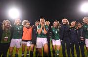 1 September 2022; Republic of Ireland players and staff, including captain Katie McCabe, centre, celebrate after the FIFA Women's World Cup 2023 qualifier match between Republic of Ireland and Finland at Tallaght Stadium in Dublin. Photo by Stephen McCarthy/Sportsfile